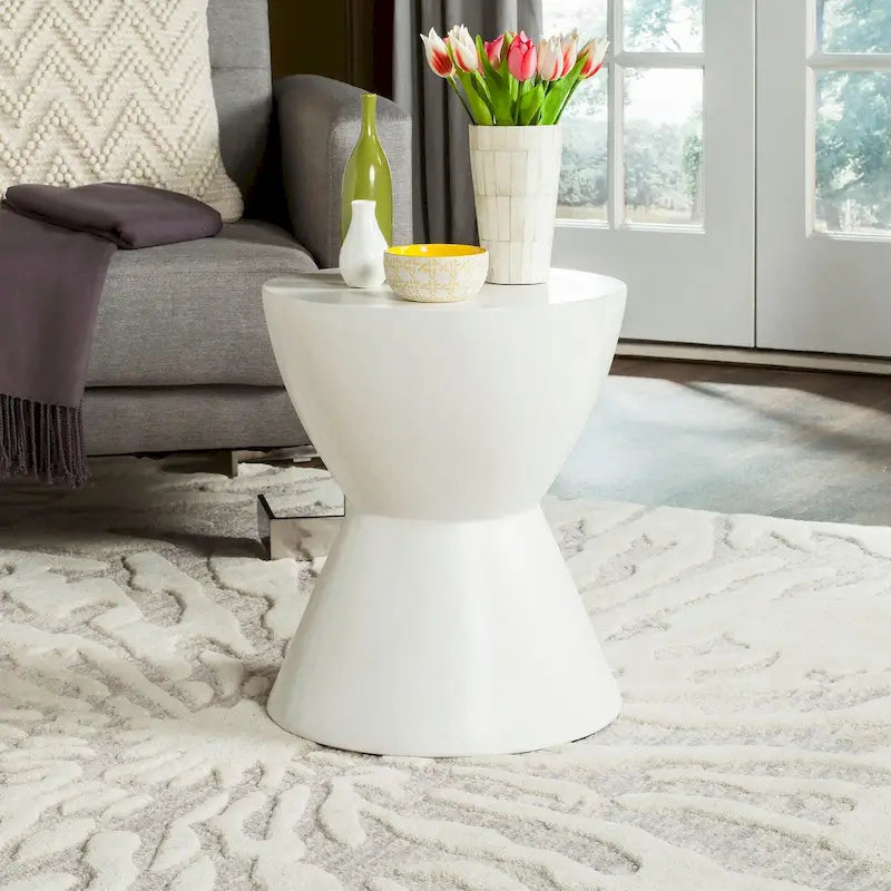 Table d'appoint en béton pour l'intérieur et l'extérieur – 14.9 x 14.9 x 17.7 – 15Px15Lx18H