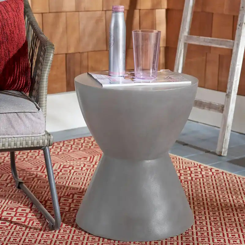 Table d'appoint en béton pour l'intérieur et l'extérieur – 14.9 x 14.9 x 17.7 – 15Px15Lx18H