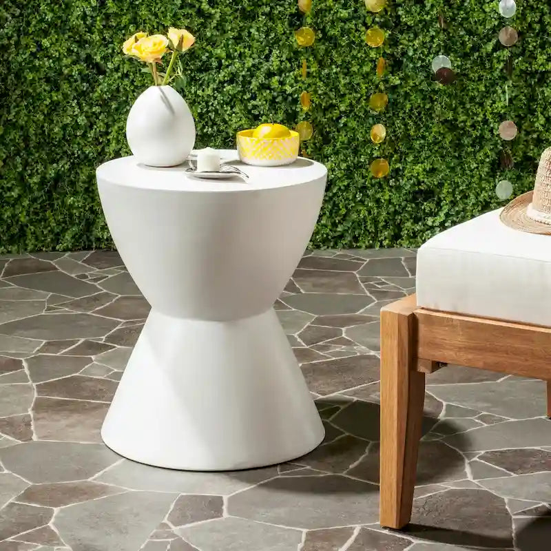 Table d'appoint en béton pour l'intérieur et l'extérieur – 14.9 x 14.9 x 17.7 – 15Px15Lx18H