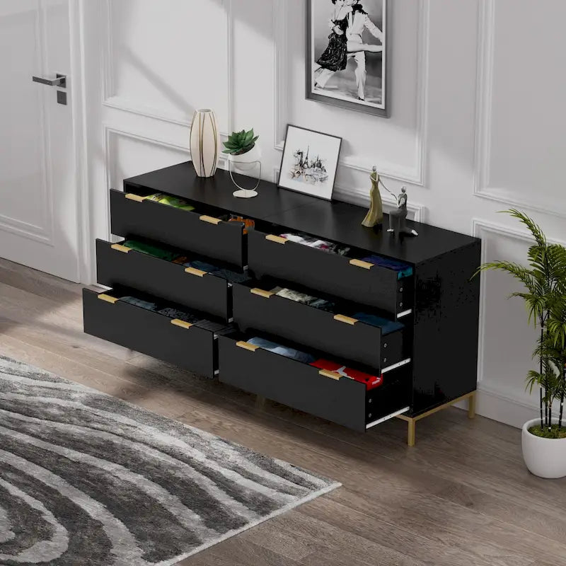Commode noire à 3 tiroirs de 31,5 W, organisateur de rangement moderne en bois pour chambre à coucher