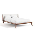 Ensemble de chambre trois pièces bas de gamme en bouclette, style Mid-century, avec tête de lit capitonnée