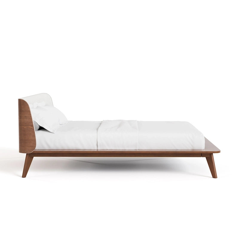 Ensemble de chambre trois pièces bas de gamme en bouclette, style Mid-century, avec tête de lit capitonnée