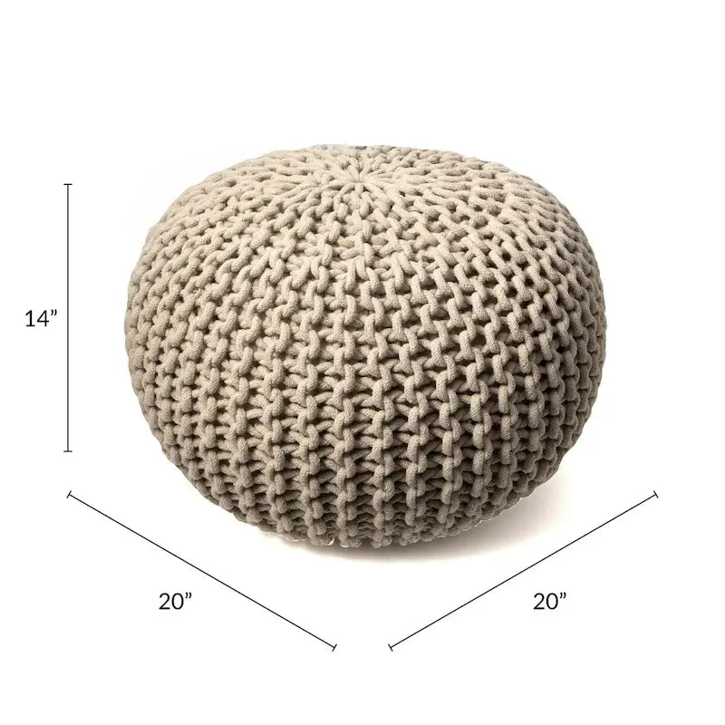 Pouf Ottoman en coton uni tricoté
