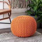 Pouf Ottoman en coton uni tricoté