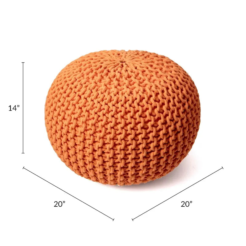 Pouf Ottoman en coton uni tricoté