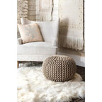 Pouf Ottoman en coton uni tricoté