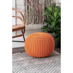 Pouf Ottoman en coton uni tricoté