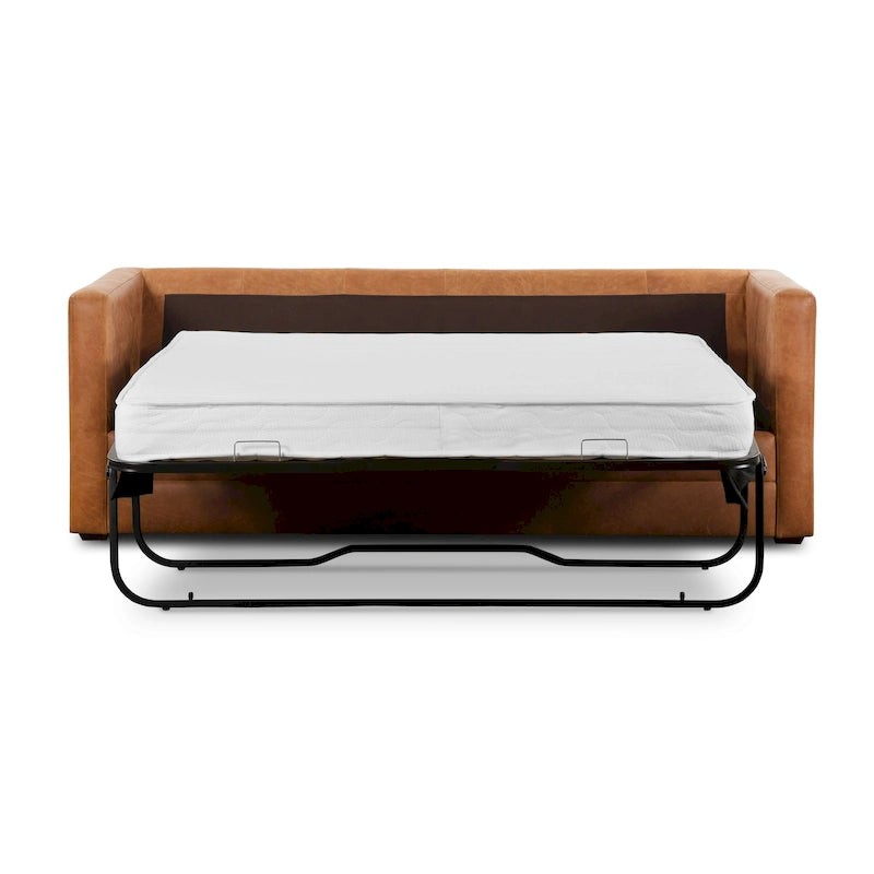 Canapé-lit convertible extractible en cuir de 82 po – Cuir véritable pleine fleur italien