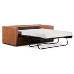 Canapé-lit convertible extractible en cuir de 82 po – Cuir véritable pleine fleur italien