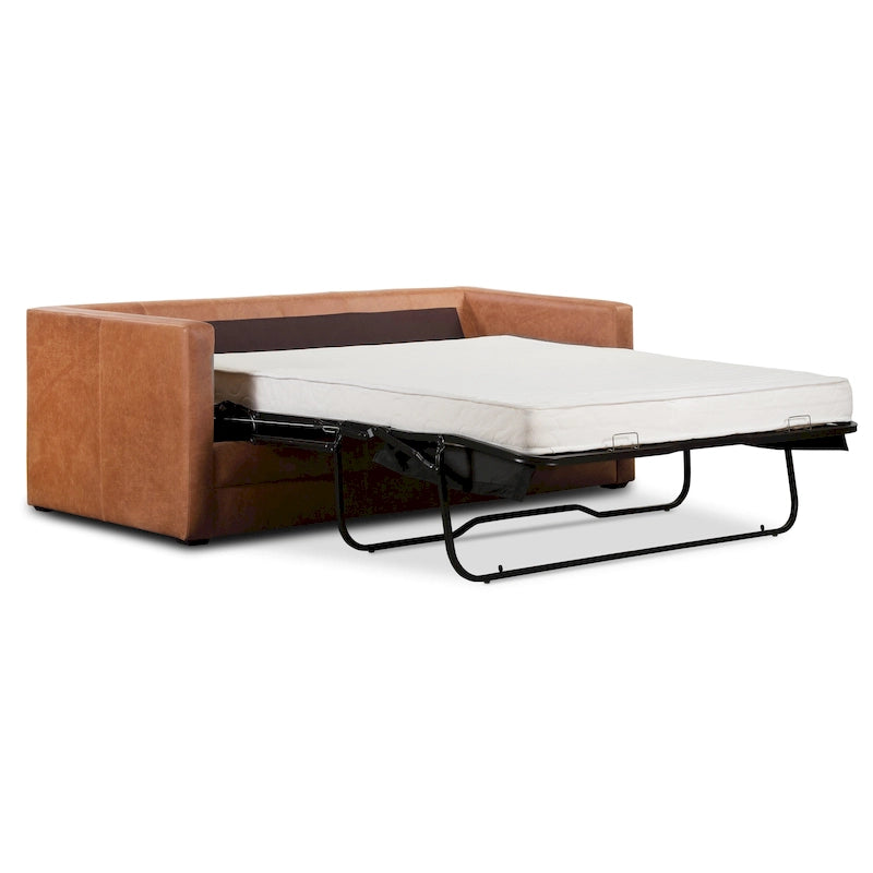 Canapé-lit convertible extractible en cuir de 82 po – Cuir véritable pleine fleur italien
