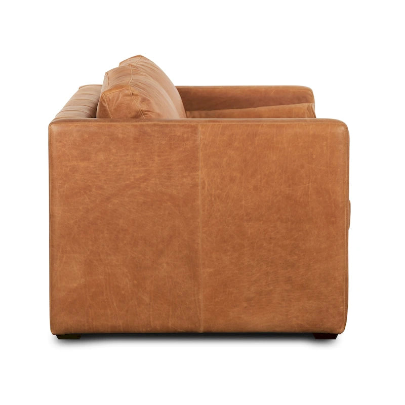 Canapé-lit convertible extractible en cuir de 82 po – Cuir véritable pleine fleur italien