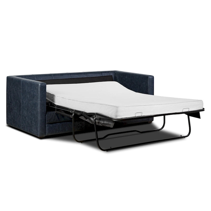 Canapé-lit convertible extractible en cuir de 82 po – Cuir véritable pleine fleur italien