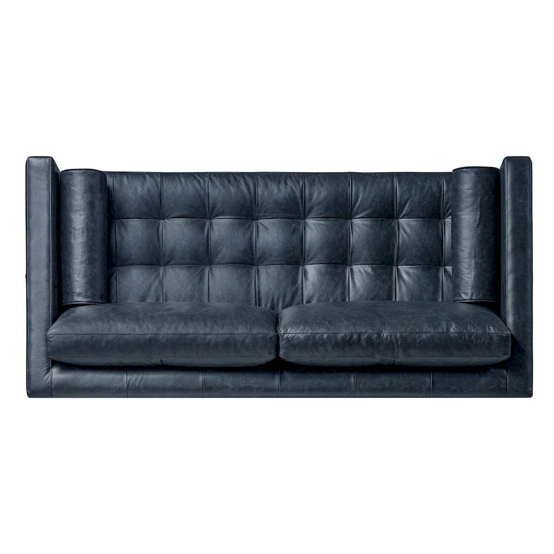 Canapé-lit convertible extractible en cuir de 82 po – Cuir véritable pleine fleur italien