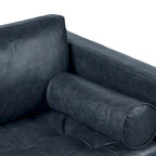 Canapé-lit convertible extractible en cuir de 82 po – Cuir véritable pleine fleur italien