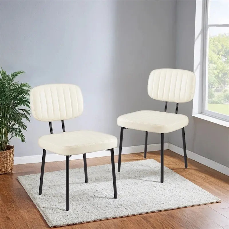 Lot de 2 chaises de salle à manger, chaises d'appoint rembourrées en similicuir pour cuisine et salon