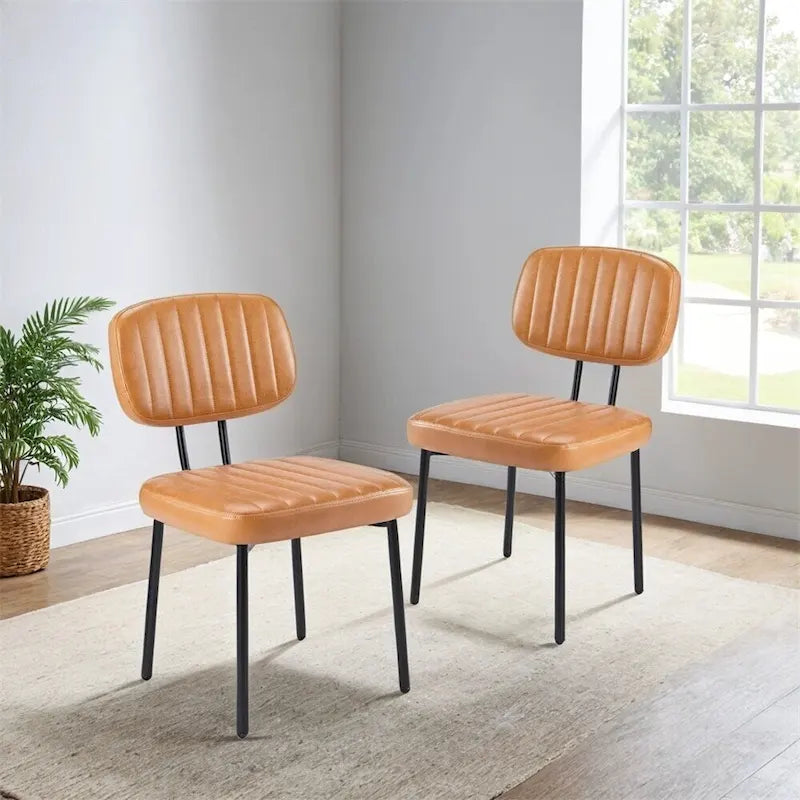Lot de 2 chaises de salle à manger, chaises d'appoint rembourrées en similicuir pour cuisine et salon
