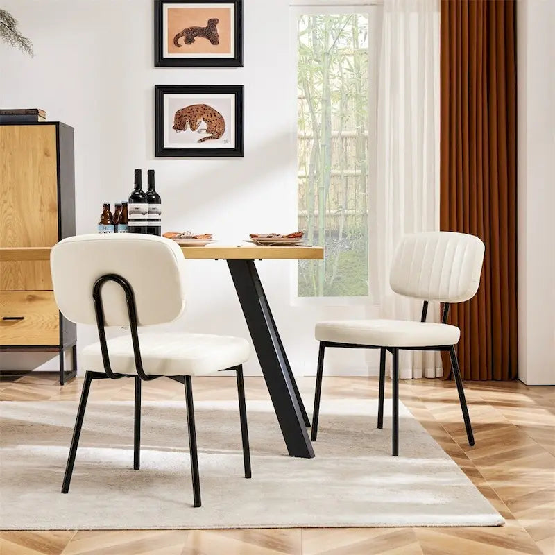Lot de 2 chaises de salle à manger, chaises d'appoint rembourrées en similicuir pour cuisine et salon