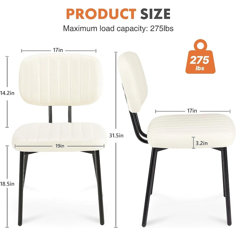Lot de 2 chaises de salle à manger, chaises d'appoint rembourrées en similicuir pour cuisine et salon