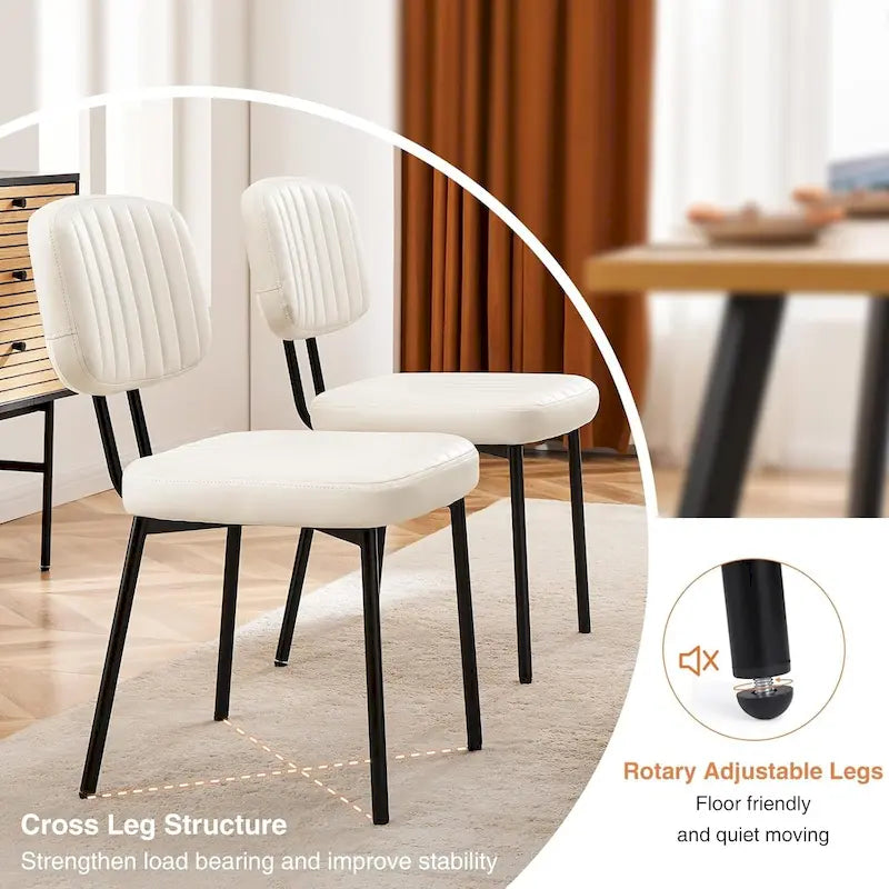 Lot de 2 chaises de salle à manger, chaises d'appoint rembourrées en similicuir pour cuisine et salon