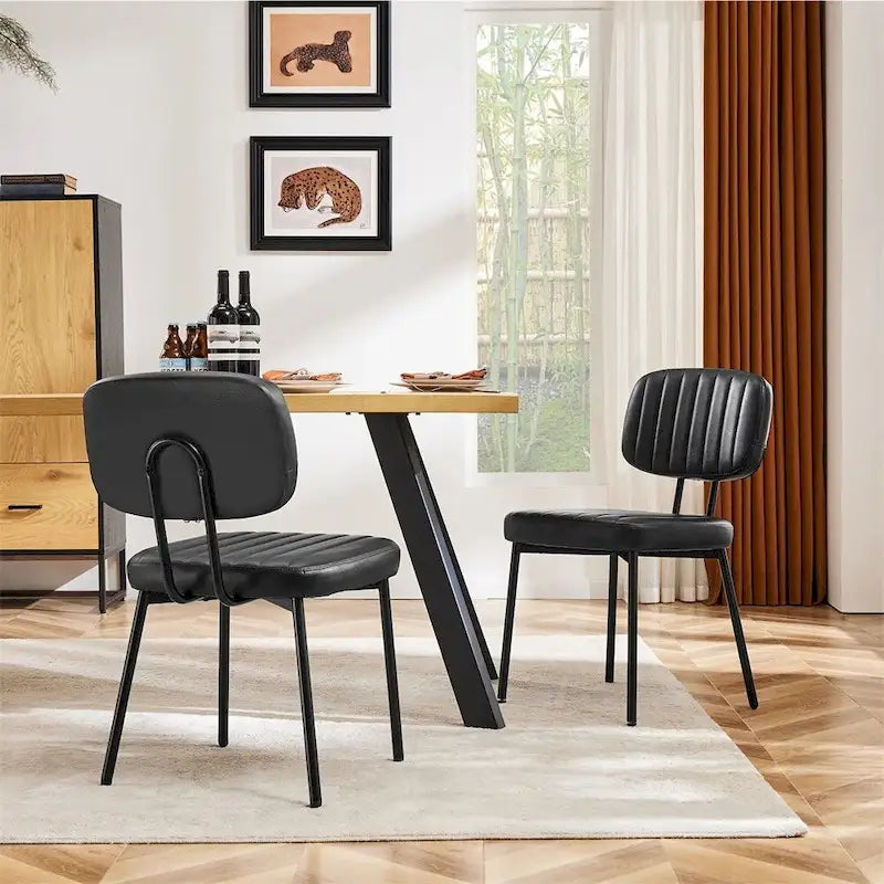 Lot de 2 chaises de salle à manger, chaises d'appoint rembourrées en similicuir pour cuisine et salon