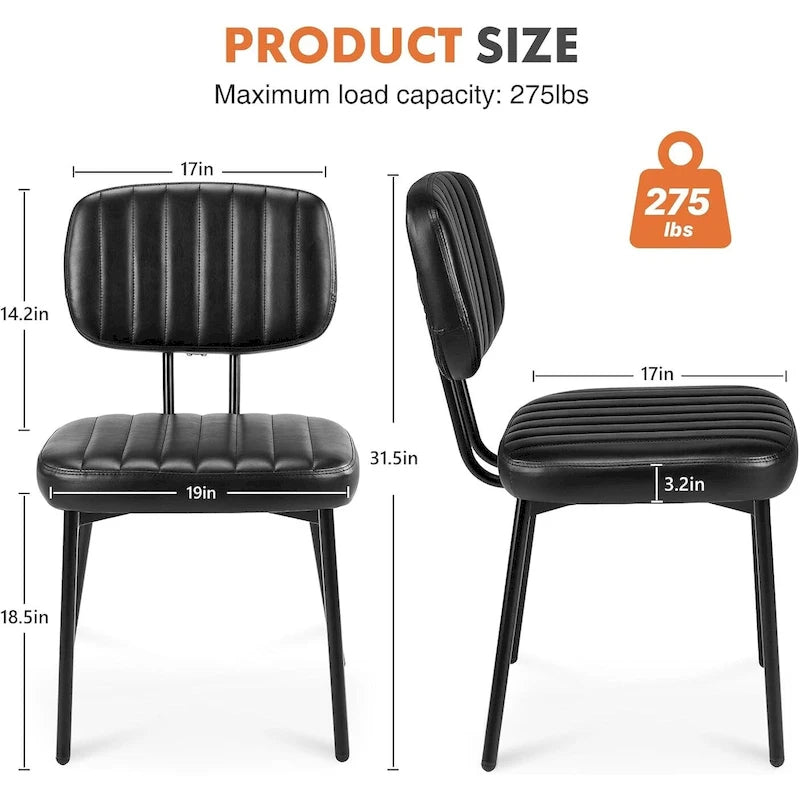 Lot de 2 chaises de salle à manger, chaises d'appoint rembourrées en similicuir pour cuisine et salon