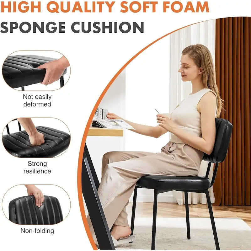 Lot de 2 chaises de salle à manger, chaises d'appoint rembourrées en similicuir pour cuisine et salon