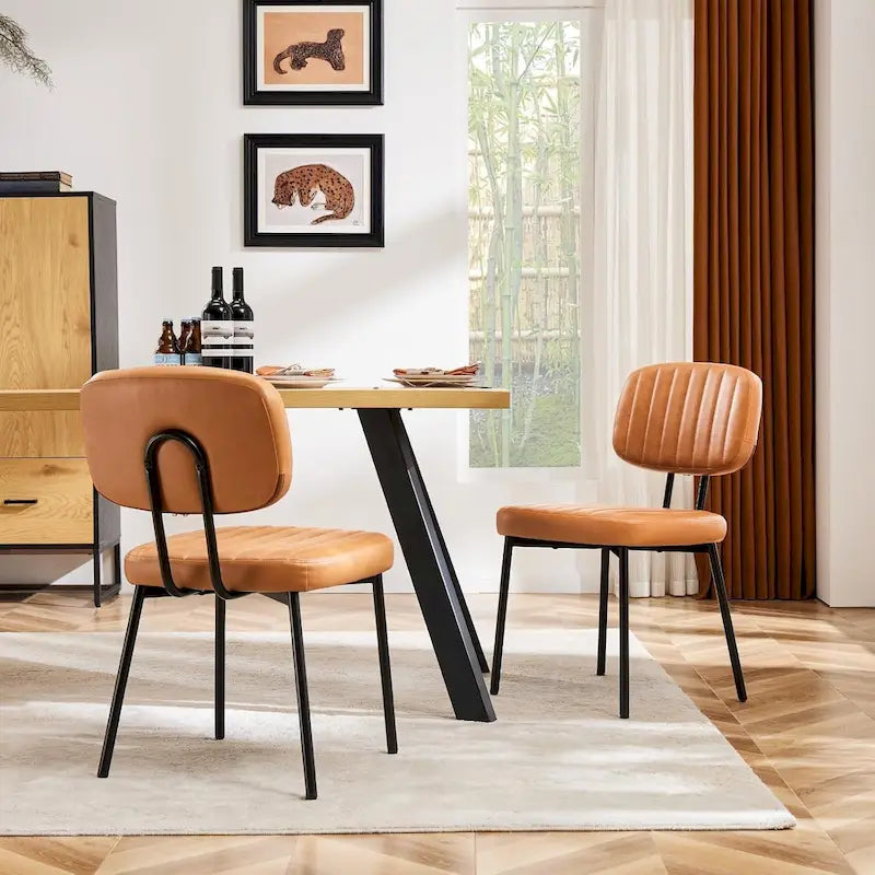 Lot de 2 chaises de salle à manger, chaises d'appoint rembourrées en similicuir pour cuisine et salon
