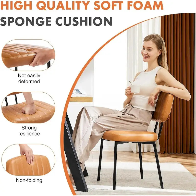 Lot de 2 chaises de salle à manger, chaises d'appoint rembourrées en similicuir pour cuisine et salon