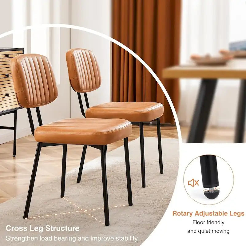 Lot de 2 chaises de salle à manger, chaises d'appoint rembourrées en similicuir pour cuisine et salon