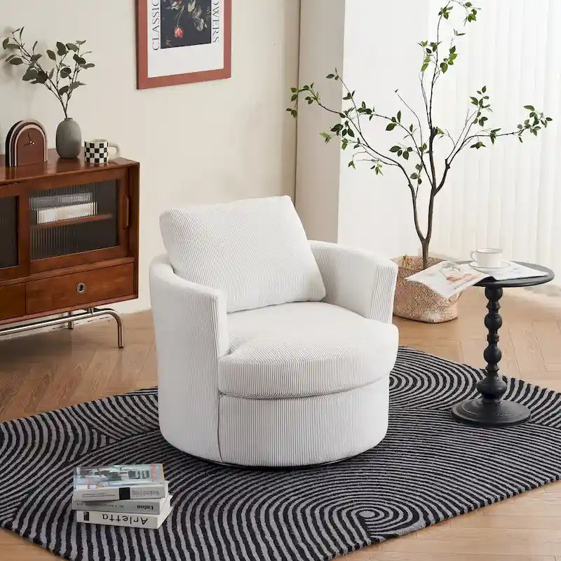 Fauteuil pivotant en velours côtelé moderne, lot de 1