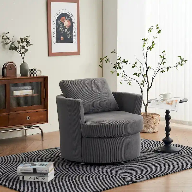 Fauteuil pivotant en velours côtelé moderne, lot de 1