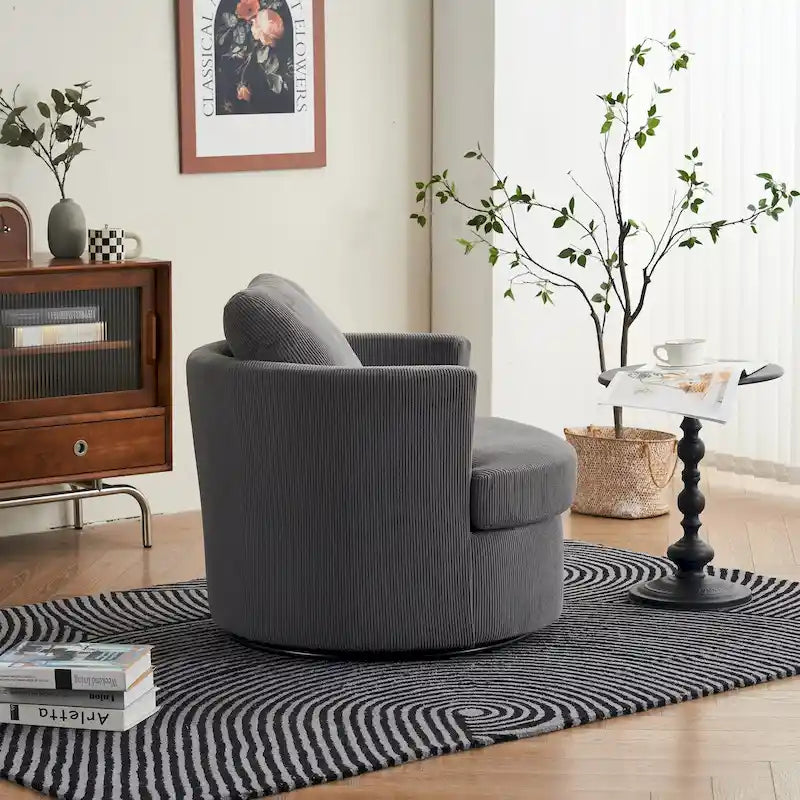 Fauteuil pivotant en velours côtelé moderne, lot de 1