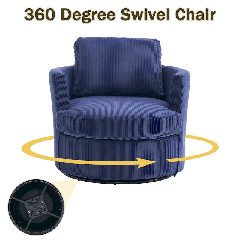 Fauteuil pivotant en velours côtelé moderne, lot de 1
