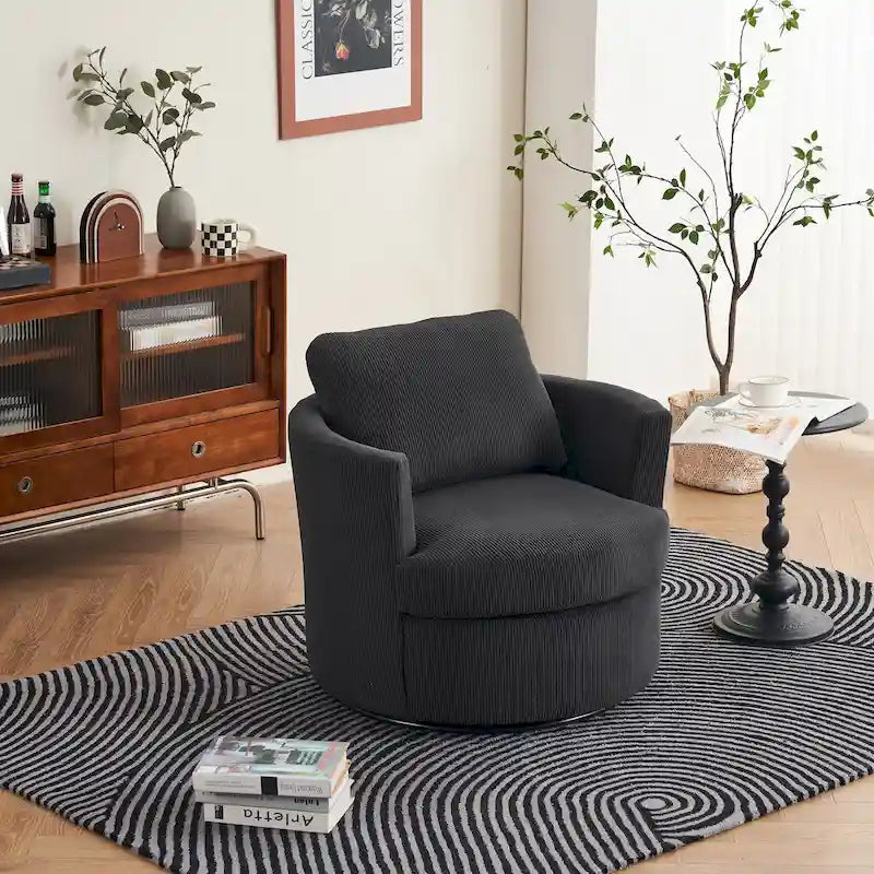 Fauteuil pivotant en velours côtelé moderne, lot de 1