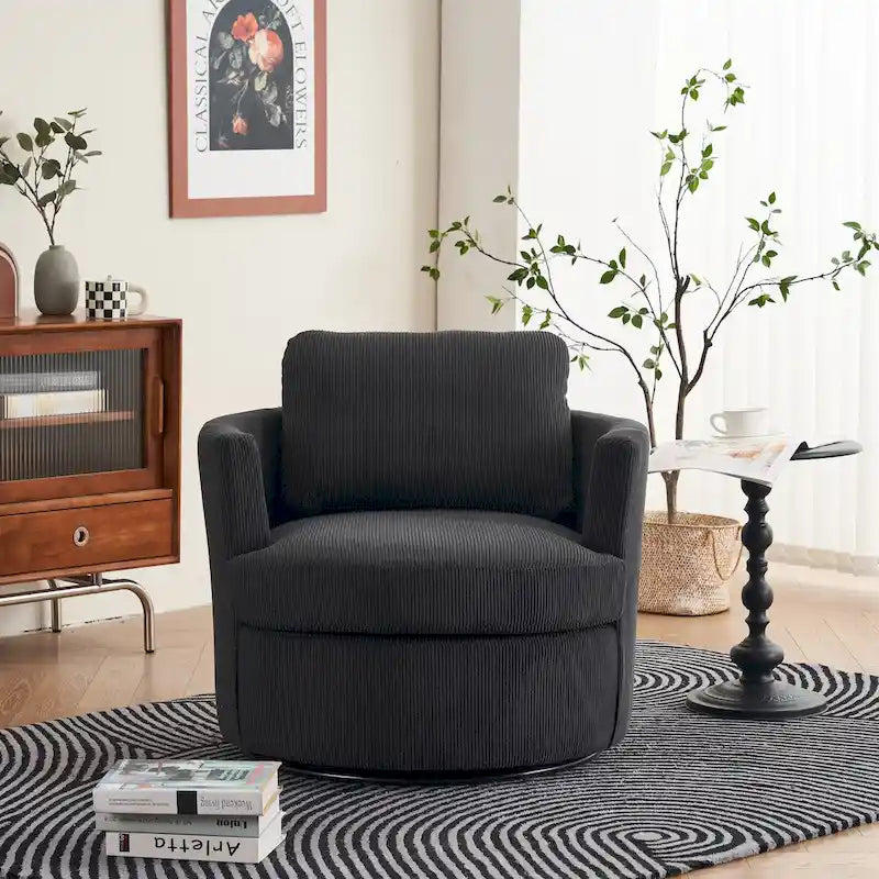 Fauteuil pivotant en velours côtelé moderne, lot de 1