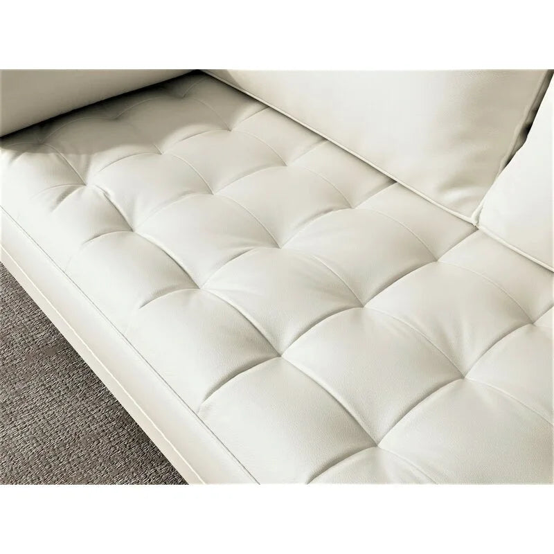 Causeuse en cuir à accoudoirs carrés de 59 cm de style Mid-Century