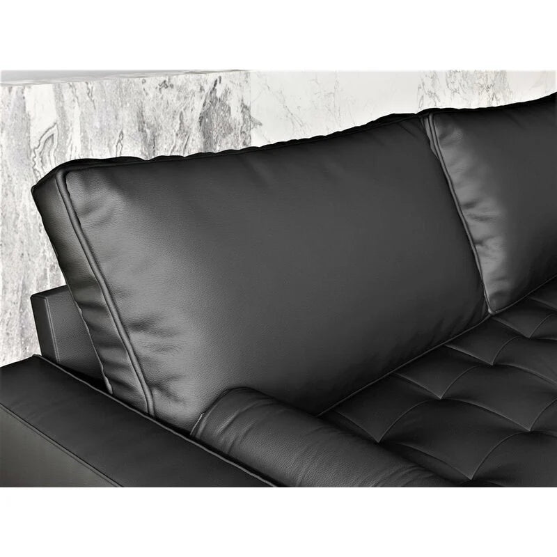 Causeuse en cuir à accoudoirs carrés de 59 cm de style Mid-Century