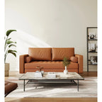 Causeuse en cuir à accoudoirs carrés de 59 cm de style Mid-Century