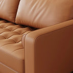 Causeuse en cuir à accoudoirs carrés de 59 cm de style Mid-Century