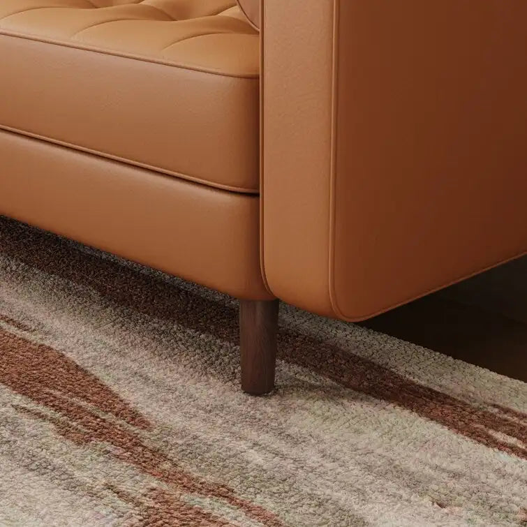Causeuse en cuir à accoudoirs carrés de 59 cm de style Mid-Century
