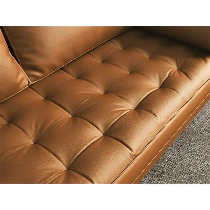 Causeuse en cuir à accoudoirs carrés de 59 cm de style Mid-Century