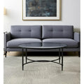 HomeRoots 45 Clear and Black Glass and Metal Oval Coffee Table - 19 H x 45 W x 25 D