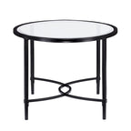 Table basse ovale 45 en verre transparent et noir et métal - 19 H x 45 L x 25 P