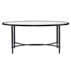 Table basse ovale 45 en verre transparent et noir et métal - 19 H x 45 L x 25 P