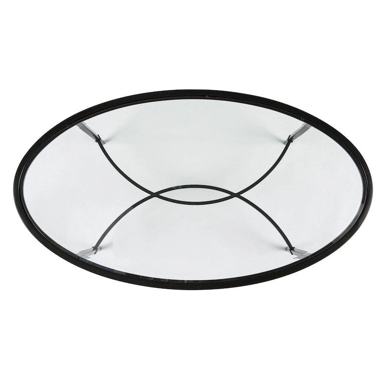 Table basse ovale 45 en verre transparent et noir et métal - 19 H x 45 L x 25 P