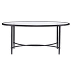 Table basse ovale 45 en verre transparent et noir et métal - 19 H x 45 L x 25 P