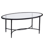 Table basse ovale 45 en verre transparent et noir et métal - 19 H x 45 L x 25 P