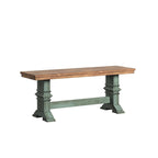 Banc de salle à manger en bois avec pieds tréteaux bicolores