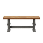 Banc de salle à manger en bois avec pieds tréteaux bicolores