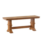 Banc de salle à manger en bois avec pieds tréteaux bicolores
